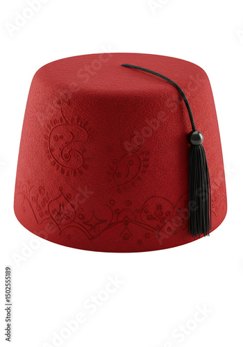 Red Fez with intricate design