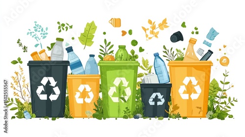 recycle bin with green grass