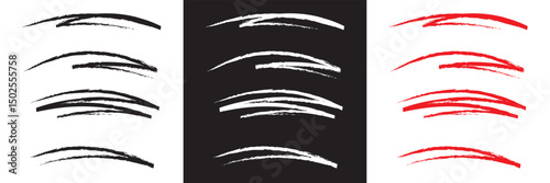 Pastel underline white, black, and red crayon . horizontal hand drawn chalk, marker or pencil highlighter stroke icon.  Vector for websites, mobile interfaces, presentations, banner, etc. EPS 10