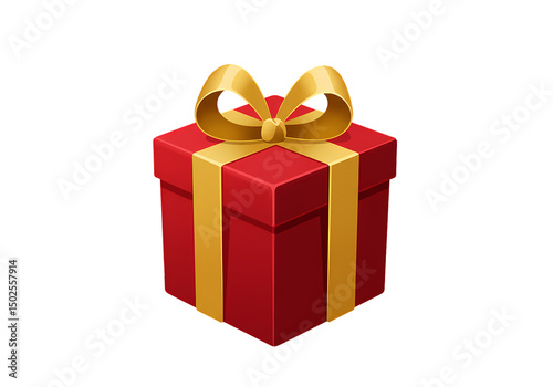 Red Gift Box with Gold Ribbon Free Downloadable Image isolated on transparent background