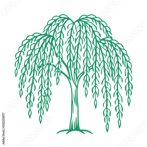 Green tree vector with leaves illustration, a symbol of nature and growth