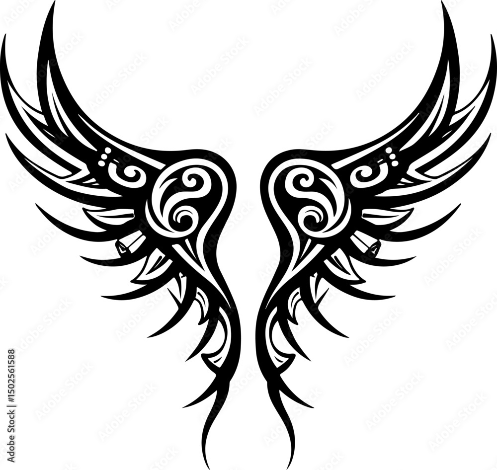 Obraz premium Tribal Twin Dragons Tattoo