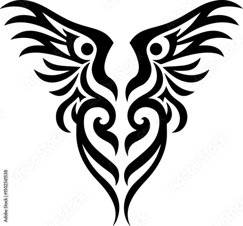 Tribal Twin Dragons Tattoo
