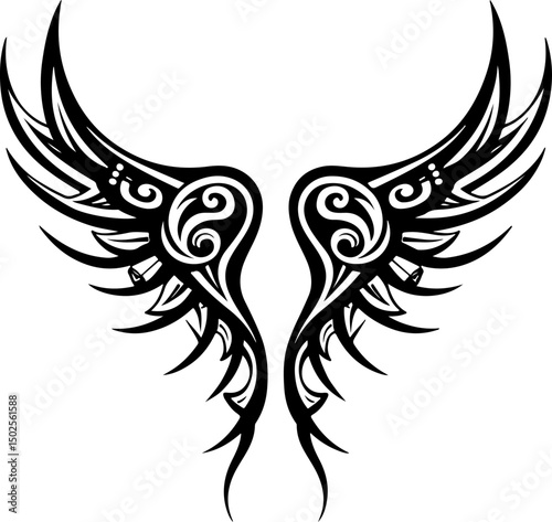 Tribal Twin Dragons Tattoo