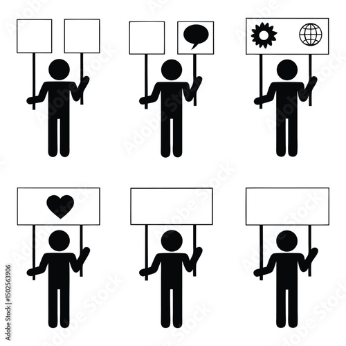 
Protesting Stick Figures with Signs
