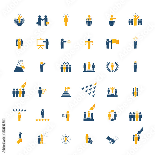 Leadership icons set