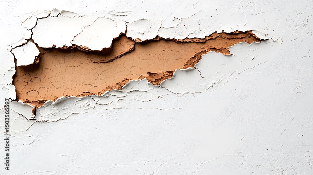 Obraz premium White Wall with Peeling Brown Paint Texture