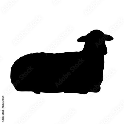 Black Standing Sheep Silhouette Vector Illustration