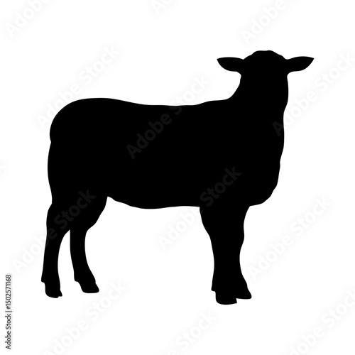 Sheep Silhouette Vector – Standing Black Farm Animal Clipart

