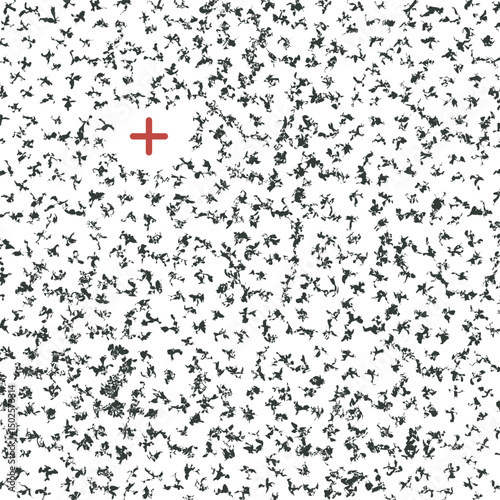 Noisy texture with small jagged spots and one red cross.
