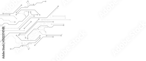 Abstract futuristic circuit board Illustration, Circuit board with various technology elements. Circuit board pattern for technology background. 