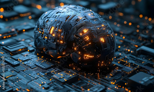 Cybernetic brain on circuit board