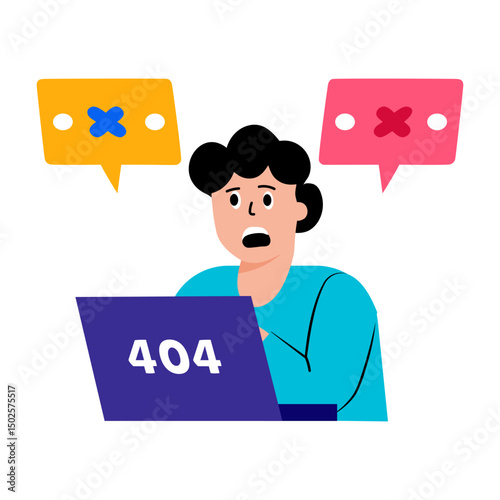 Flat style illustration showing a system error