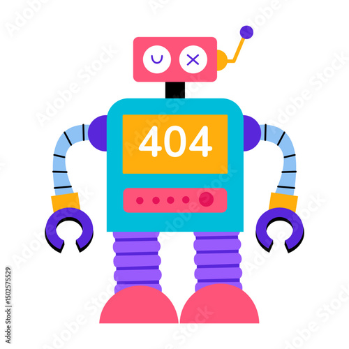 Flat style illustration depicting a robot error