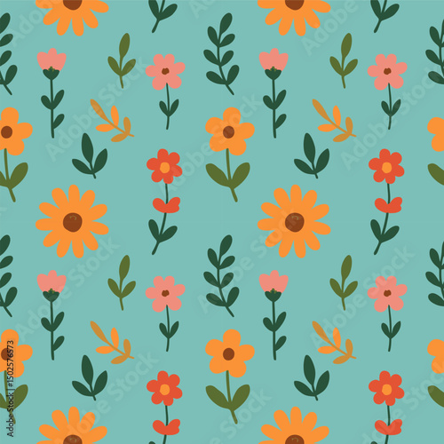 Simple floral seamless ethnic flower pattern for accessories and wrapping paper and clothes print and kids fabrics notebooks.