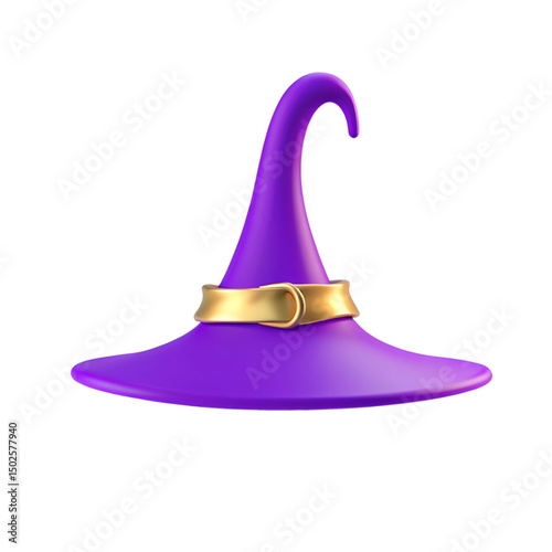 Purple Witch Hat Fantasy Halloween Accessory Curvy witch hat with gold buckle. Use for magical avatars, Halloween art, or costume icons