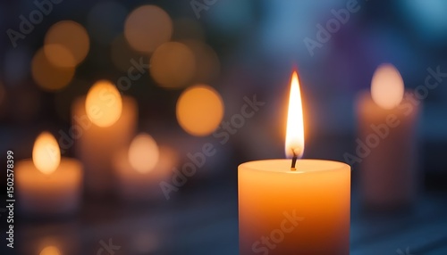 A serene candlelit vigil glowing softly embodying peace and remembrance creating a warm and reflective atmosphere on
