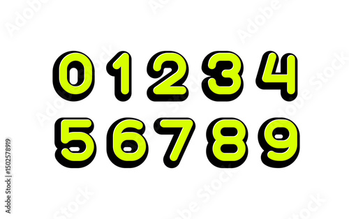 3D soft rounded numbers, bright numerals from 0 to 9, vector illustration 10EPS