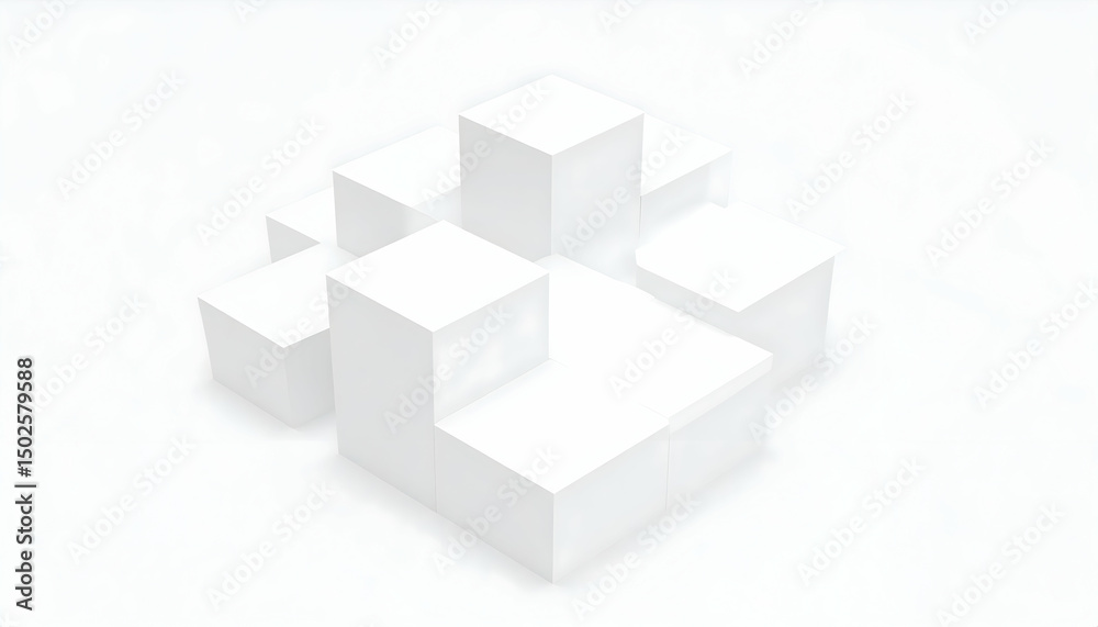White Geometric Cubes Abstract 3D Rendering White Geometric Cubes Abstract 3D Rendering