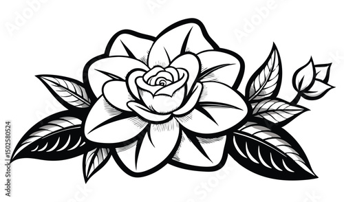 Velvety gardenia and aster flowers with star shape