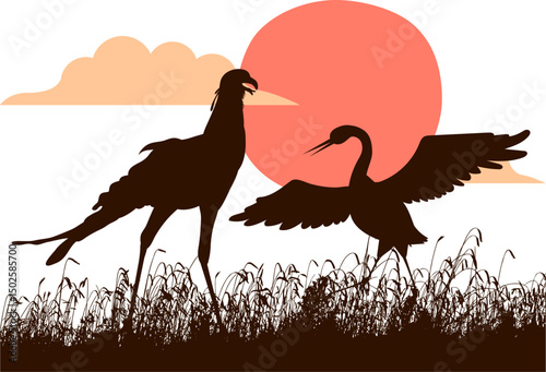 vector illustration of silhouette image of bird in nature