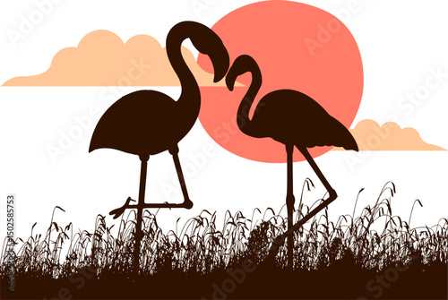 flamingo in the grass