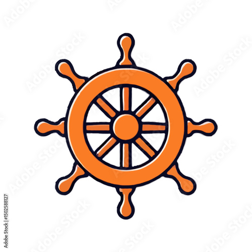 Simplified Cartoon Ship's Wheel