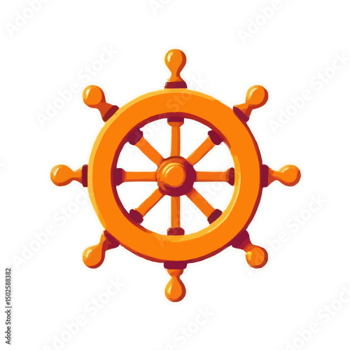 Simplified Cartoon Ship's Wheel