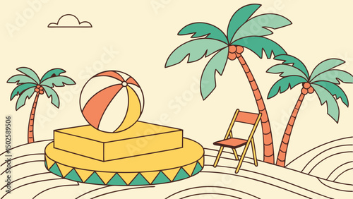 Summer Tropical Holiday Beach Party Vacation With Palm Trees