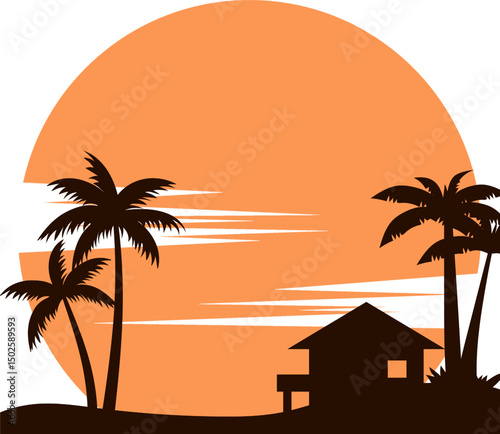 palm tree silhouette on the beach