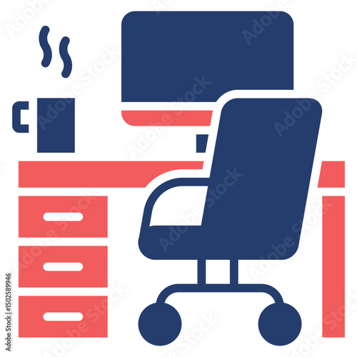 Office Desk glyph color icon