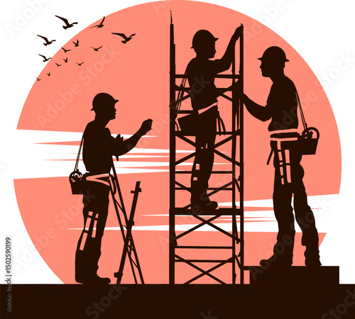 silhouette of a construction worker