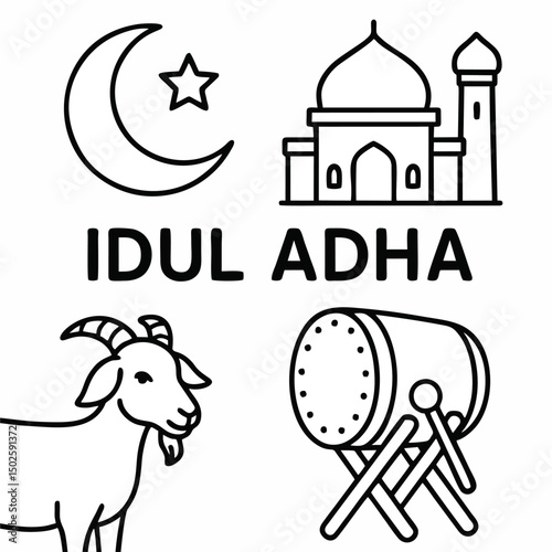 Eid al-Adha Vector Elements – Islamic & Traditional Theme
