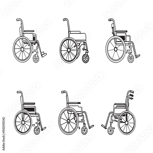 Black and white wheelchair sketch for hospital graphics