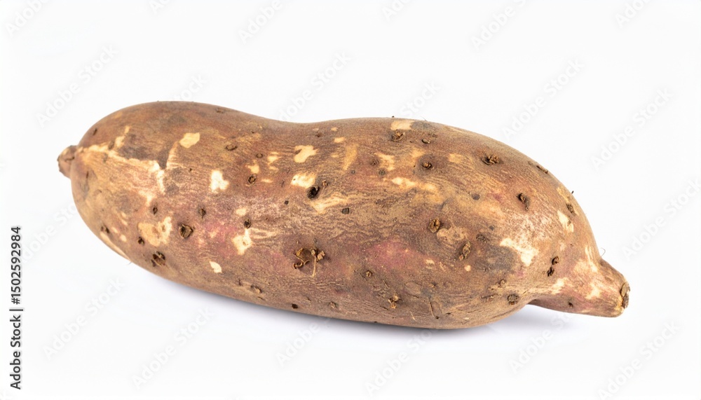 Obraz premium Greater Yams on Isolated White Background – Traditional African and Caribbean Tuber with Rounded Form and Soft Shadow Effect