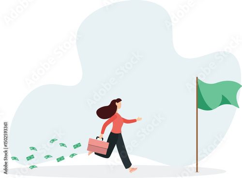 Success and wealthy fortune entrepreneur, investment profit and earning, FED stimulus monetary policy concept.flat design with people.