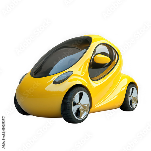 A luxurious yellow toy sports car, a fast model vehicle isolated on a white background