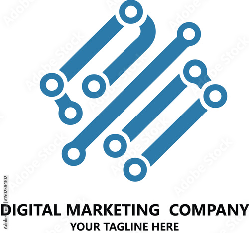 Digital Marketing Technology Logo in Blue Circuit Style