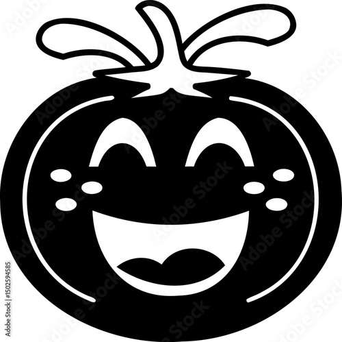Happy tomato character with smiling face and cheerful expression