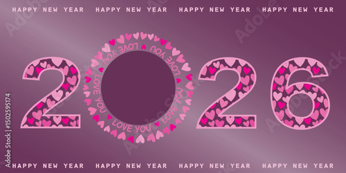 New year, Heart Shape, Festival, Celebration,  season greetings, Photo Frame, Border