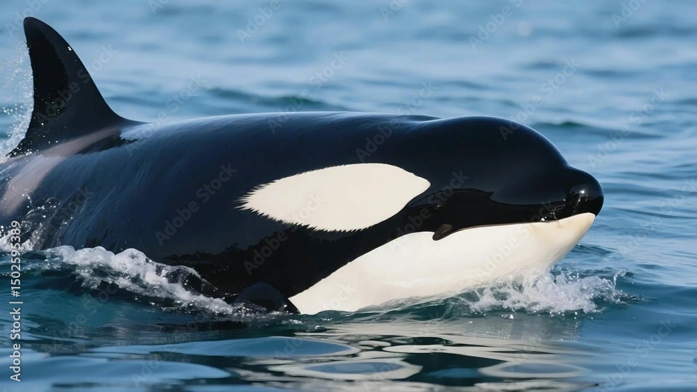 Fototapeta premium 海から顔を出すシャチ