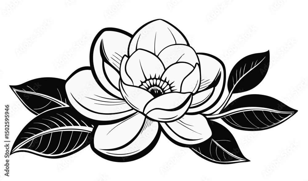 Elegant magnolia and jasmine floral design with concentric circles Elegant magnolia and jasmine floral design with concentric circles