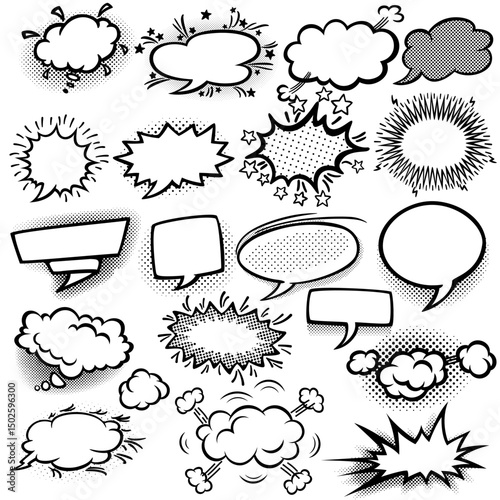 Set of empty comic bubbles eps vector