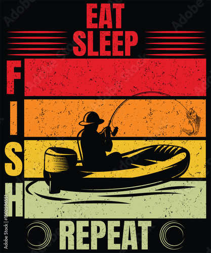 Eat Sleep Fish Repeat Graphic Design