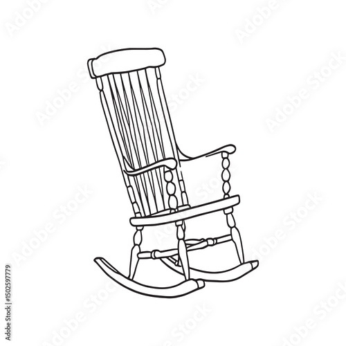 elegant rocking chair line art isolated vector image