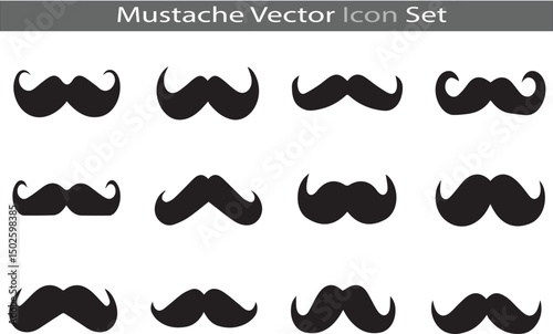 A Set of Mustache silhouette icon collection vector illustration on a white background