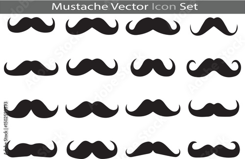 A Set of Mustache silhouette icon collection vector illustration on a white background