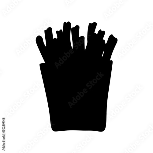 Crispy French Fries Silhouette Vector Illustration