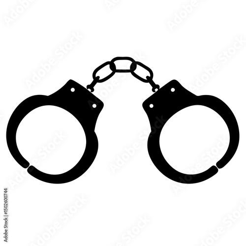 Black Open Handcuffs Vector- Police Handcuffs Law Enforcement Icon

