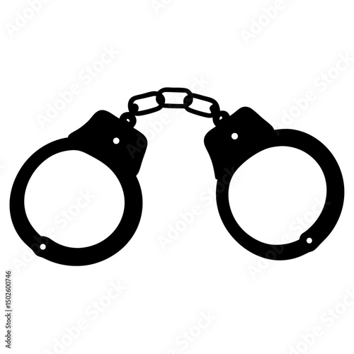 Black Open Handcuffs Vector- Police Handcuffs Law Enforcement Icon
